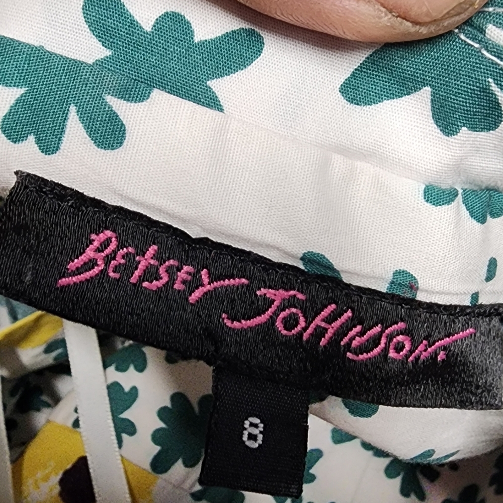 BETSEY JOHNSON Vintage Yellow & Green Butterfly Print Halter Tie Neck Dress, 8 - Picture 4 of 5